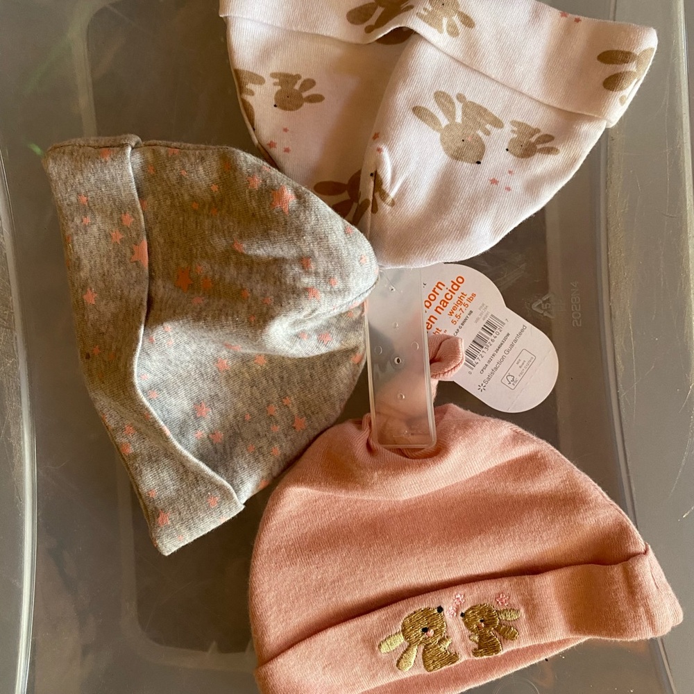 Pink and Gray Baby Hats Accessories